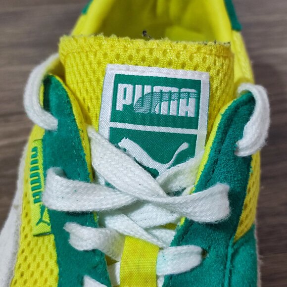 Puma Runner Suede & Mesh Sneakers men size 8.5 (EU41) green and yellow Brazil - Picture 8 of 11